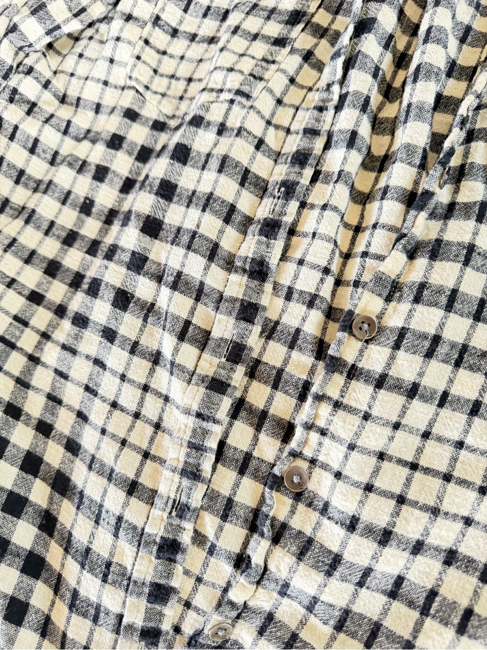 Billabong Black Cream Plaid Button Up Gauzy Shirt Large - Picture 5 of 12